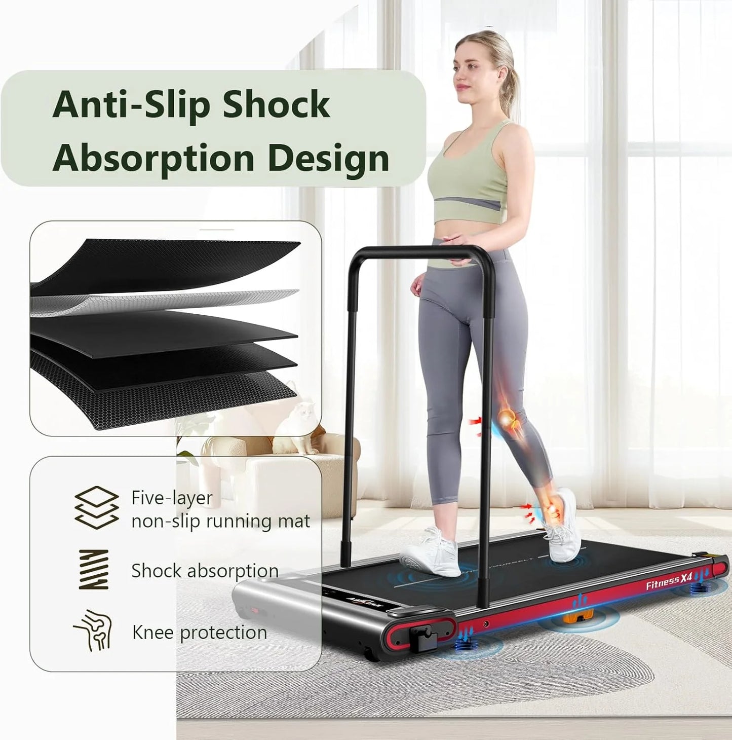 Walking Pad with Incline under Desk Treadmill 2.5HP Electric Treadmill Walking Jogging Machine for Home Office with Remote Control 265Lbs