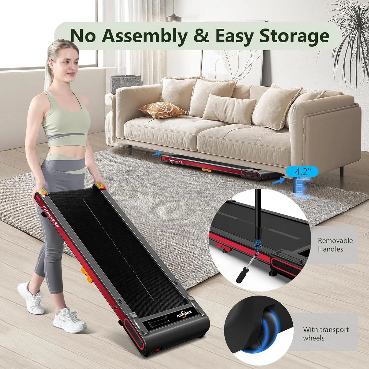 Walking Pad with Incline under Desk Treadmill 2.5HP Electric Treadmill Walking Jogging Machine for Home Office with Remote Control 265Lbs