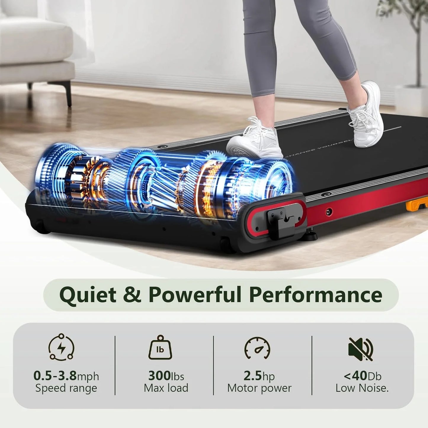 Walking Pad with Incline under Desk Treadmill 2.5HP Electric Treadmill Walking Jogging Machine for Home Office with Remote Control 265Lbs